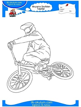 Çocuklar İçin Bisiklet Boyama Sayfaları 